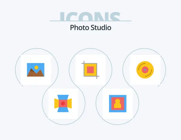 Photo Studio Flat Icon Pack Icon Design Studio Landscape Transform — Stok Vektör