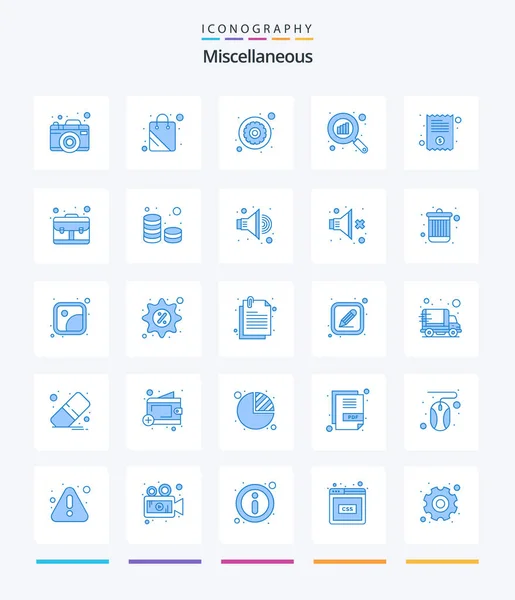 Creative Miscellaneous Blue Icon Pack Invoice Search Manage Scan Graph — Stockový vektor