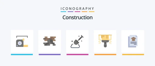 Construction Flat Icon Pack Including Document Construction File Construction Creative — Vettoriale Stock
