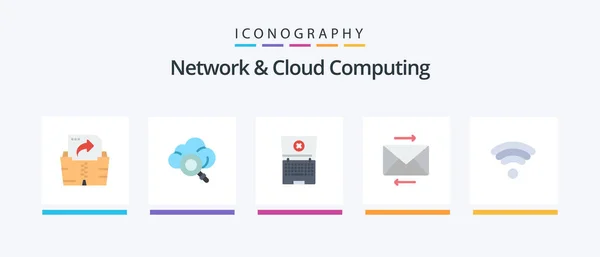Network Cloud Computing Flat Icon Pack Including Wireless Tecnology Wifi — Stock Vector