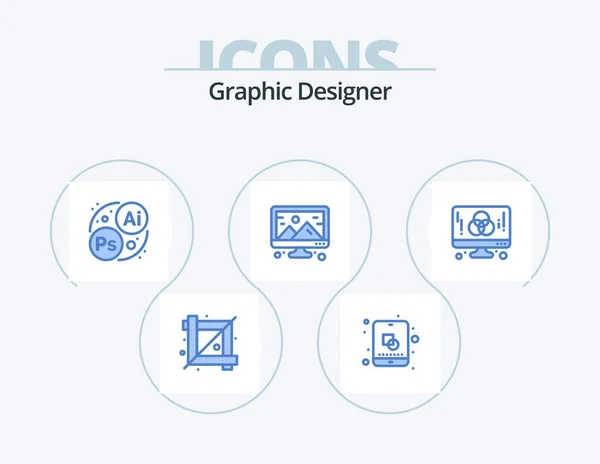 Graphic Designer Blue Icon Pack Icon Design Développement Ordinateur Branding — Image vectorielle