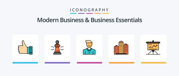 Modern Business Business Essentials Line Filled Icon Pack Including Happy — Stockvektor