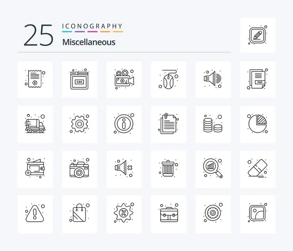 Miscellaneous Line Icon Pack Including Volume Camera Mouse Click — ストックベクタ