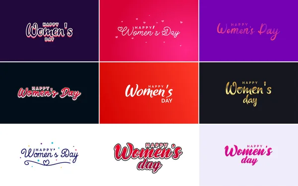 要約ピンクと黒の色で女性の顔と愛ベクトルのロゴデザインと幸せな女性の日のロゴ — ストックベクタ