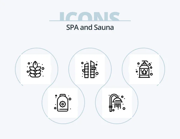 Sauna Line Icon Pack Icon Design Lotus Sauna Sauna Plant — Stock Vector