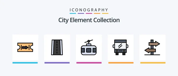 City Element Collection Line Filled Icon Pack Including Money Travel — Stock Vector