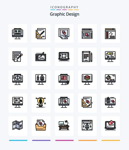 Diseño Gráfico Creativo Línea Filled Paquete Iconos Como Móvil Relleno — Archivo Imágenes Vectoriales