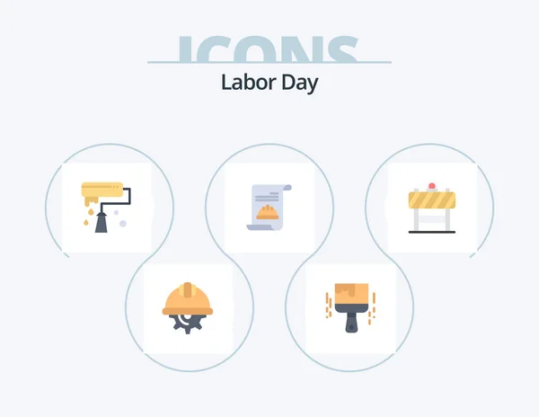 Labor Day Flat Icon Pack Icon Design Zeichen Hut Farbe — Stockvektor