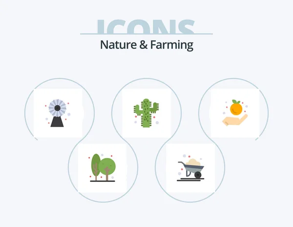 Nature Farming Flat Icon Pack Icon Design Food Farming Wheelbarrow — Stockvector