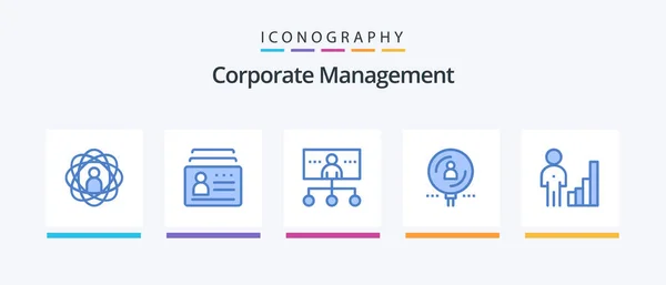 Corporate Management Blue Icon Pack Including Magnifier Find Organization Leadership — Stockvektor