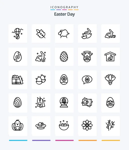 Creative Easter Paket Ikon Outline Seperti Telur Sayang Musim Semi - Stok Vektor