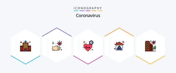 Coronavirus Filledline Icon Pack Including City Protection Beat Prevent Home — Vettoriale Stock