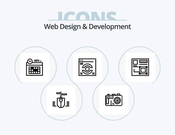 Webdesign Und Entwicklungslinie Icon Pack Icon Design Bildschirm Computer Entwurfswerkzeug — Stockvektor