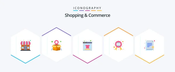 Shopping Commerce Flat Icon Pack Including Favorite Paper Offer Online — Stockvector