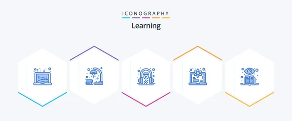 Learning Blue Icon Pack Including Learning Learn Study Degree Play — Stockvector