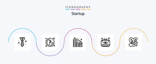Startup Line Icon Pack Incluyendo Cuidado Completar Información Caso Hacia — Archivo Imágenes Vectoriales