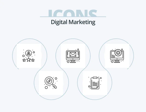 Línea Marketing Digital Icon Pack Icon Design Gráfico Descuento Tiempo — Archivo Imágenes Vectoriales