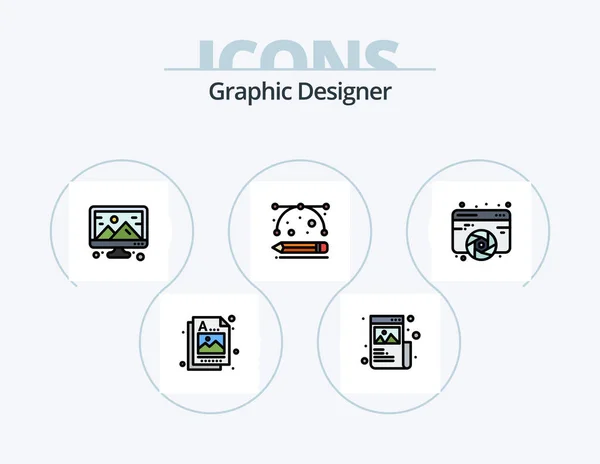 Graphic Designer Line Filled Icon Pack Icon Design Drink Image — Stock vektor