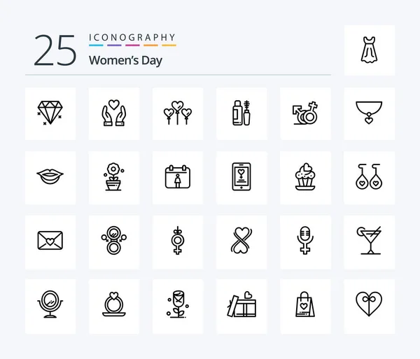 Womens Day Line Icon Pack Including Maskara Womens Women Women — Wektor stockowy