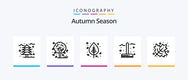 Autumn Line Icon Pack Including Ash Vine Tree Grapes Cold — Stock vektor