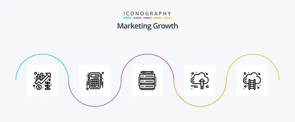 Marketing Growth Line Icon Pack Including Cloud Finance Accounts Business — Stok Vektör