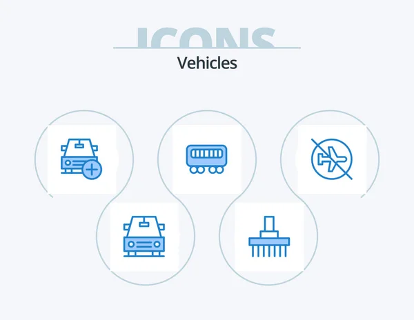 Vehicles Blue Icon Pack Icon Design Flying Airport Car Train — Vetor de Stock