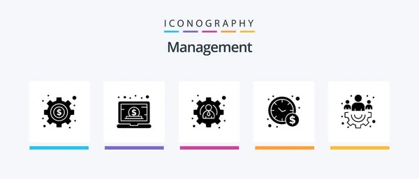 Management Glyph Icon Pack Including Management Management Group Time Management — Stock Vector