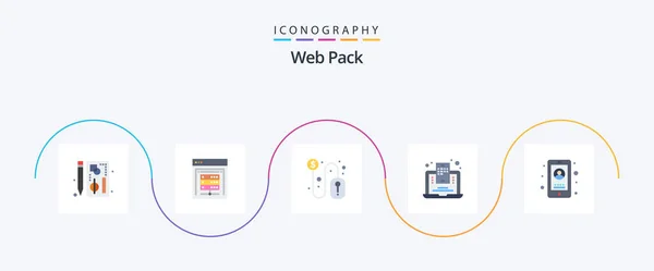 Web Pack Flat Icon Pack Including Business Blogging Data Storage — Vector de stock