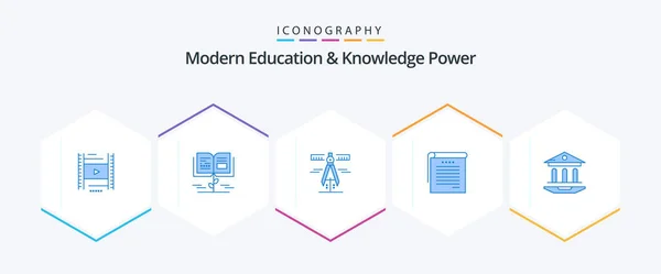 Modern Education Knowledge Power Blue Icon Pack Including School Student — Stock Vector