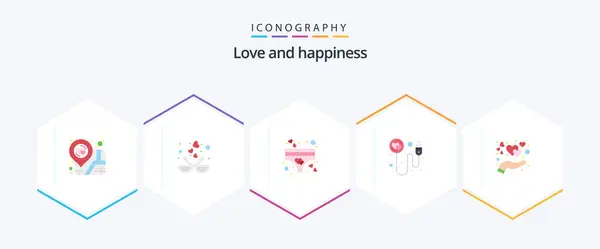 Love Flat Icon Pack Including Care Recharge Kissing Plug Romance — Stock vektor