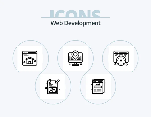 Web Development Line Icon Pack Icon Design Development Reload Browser — Archivo Imágenes Vectoriales
