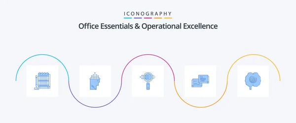 Office Essentials Operational Exellence Blue Icon Pack Incluyendo Cabeza Emergente — Vector de stock