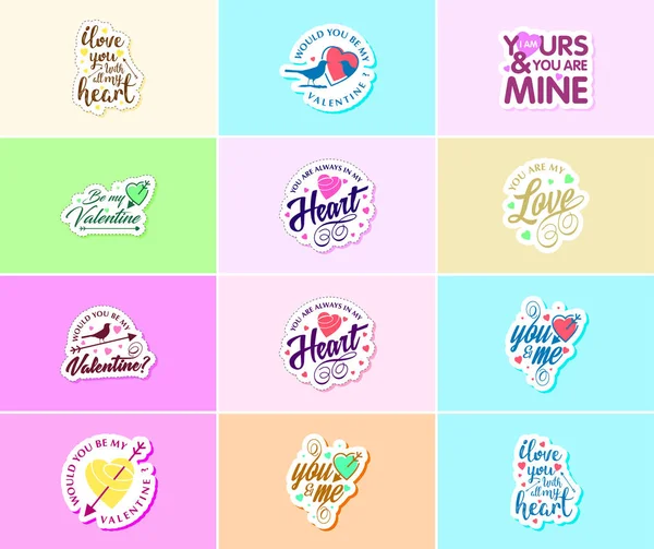 Express Your Love Valentine Day Typography Graphic Design Stickers — Stockový vektor