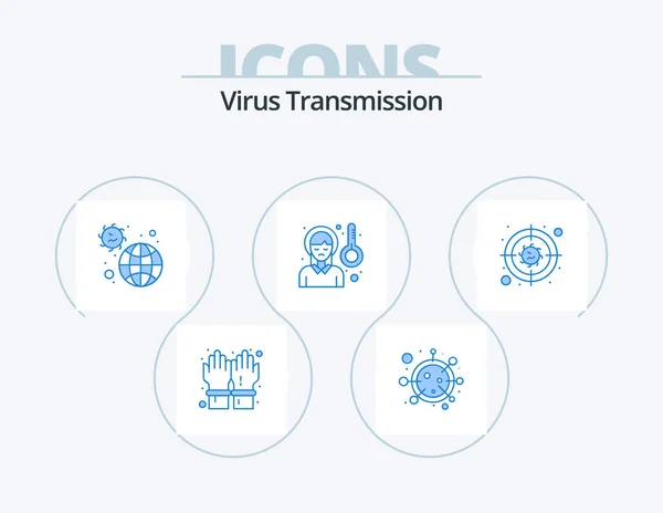 Virus Transmission Blue Icon Pack Icon Design Bacteria Sick Disease — Vector de stock