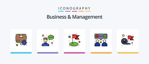 Business Management Line Filled Icon Pack Including Marketing Advertising Process — Archivo Imágenes Vectoriales