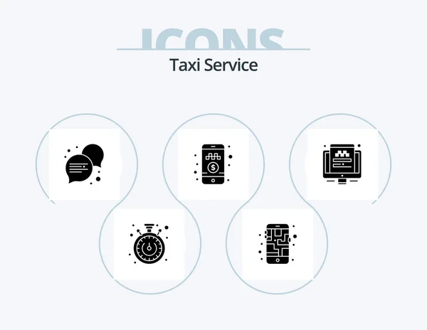 Taxi Service Glyph Icon Pack Icon Design Screen Traveling Conversation — Stockvector