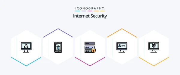 Internet Security Filledline Icon Pack Including Lock Computer Device Security — Stockvector