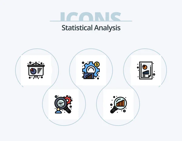 Statistical Analysis Line Filled Icon Pack Icon Design Conference Poster — Stock Vector