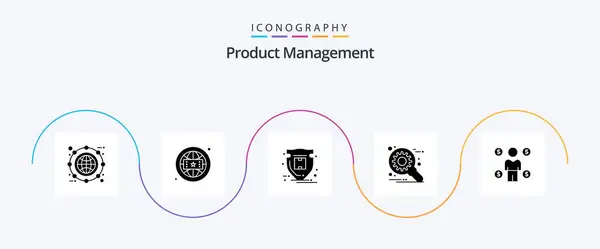 Product Management Glyph Icon Pack Incluyendo Negocio Optimización Línea Desarrollo — Archivo Imágenes Vectoriales