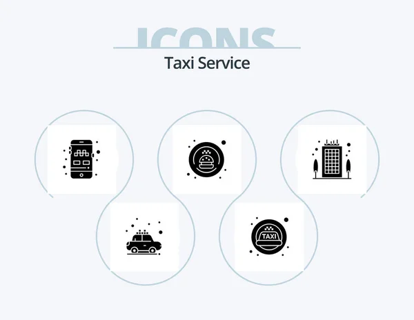 Taxi Service Glyph Icon Pack Pictogram Ontwerp Kantoor Gebouw Mobiel — Stockvector