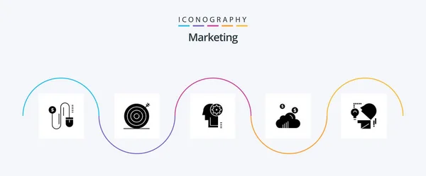 Marketing Glyph Icon Pack Including Bulb Mind Cogwheel Marketing Marketing — Stock Vector