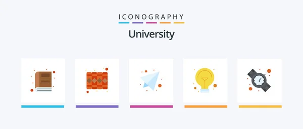 University Flat Icon Pack Including Time Study Idea Send Light — Stock Vector
