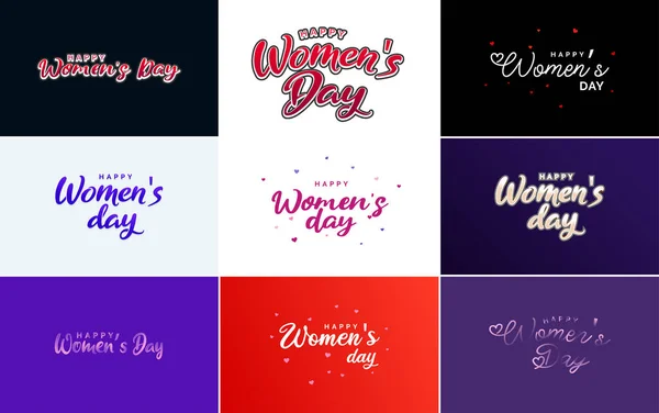International Women Day Vector Hand Written Typography Background Gradient Color — Stockvektor