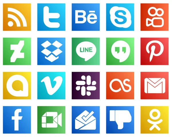 Simple Social Media Icons Lastfm Video Deviantart Vimeo Pinterest Icons — Stock Vector