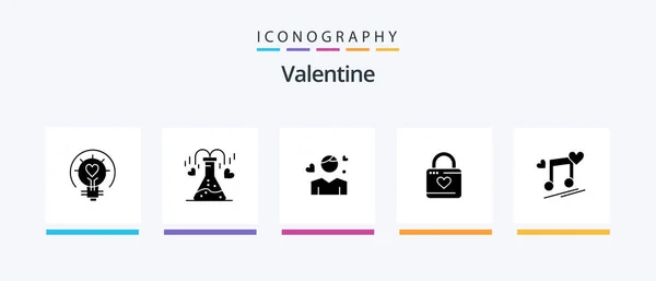 Valentine Glyph Icon Pack Including Man Day Love Valentines Love — Stok Vektör