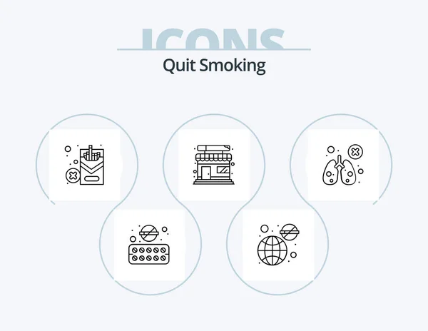 Quit Smoking Line Icon Pack Icon Design Cross Quit Allowed — Stockvector