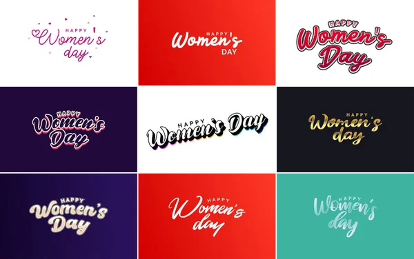 Набор Знаков Элементов Векторного Дизайна Happy International Woman Day Знаков — стоковый вектор
