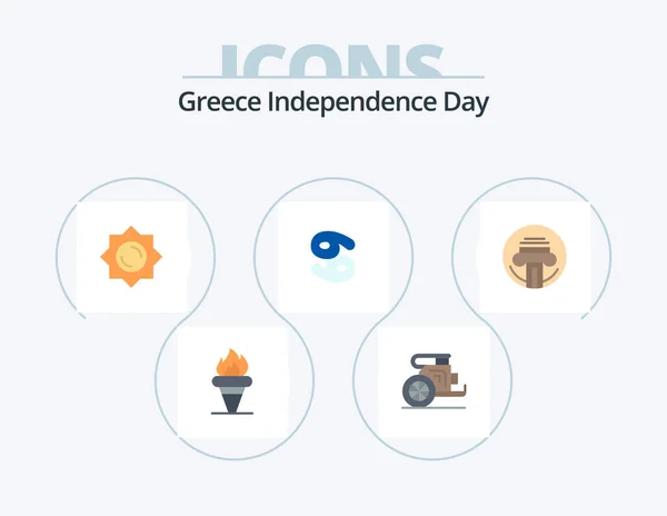 Greece Independence Day Flat Icon Pack Icon Design Printer Zodiac — Stockvector