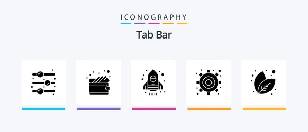 Tab Bar Glyph Icon Pack Including Plant Spaceship Nature Settings — ストックベクタ
