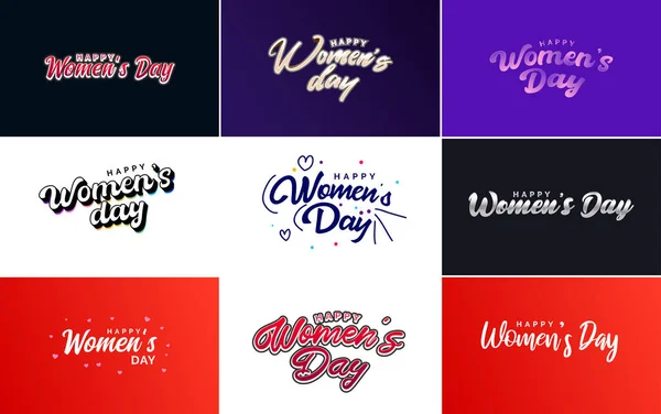 Шаблон Поздравительных Открыток Международный Женский День Цветочным Дизайном Текстовой Векторной — стоковый вектор